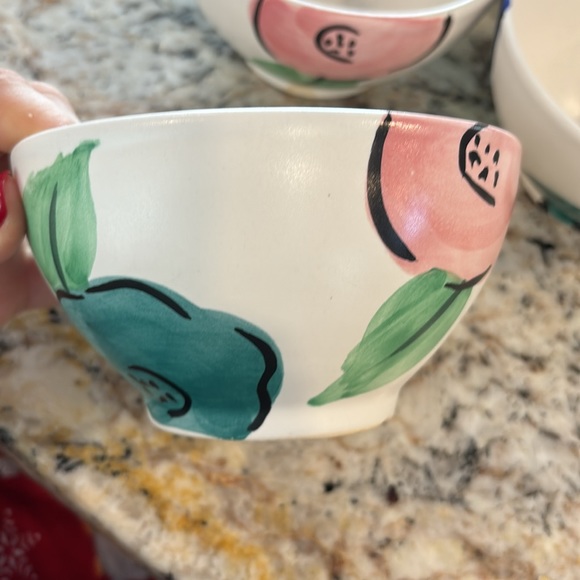 Multicolored floral ceramic Pier 1 bowl set - Picture 2 of 6